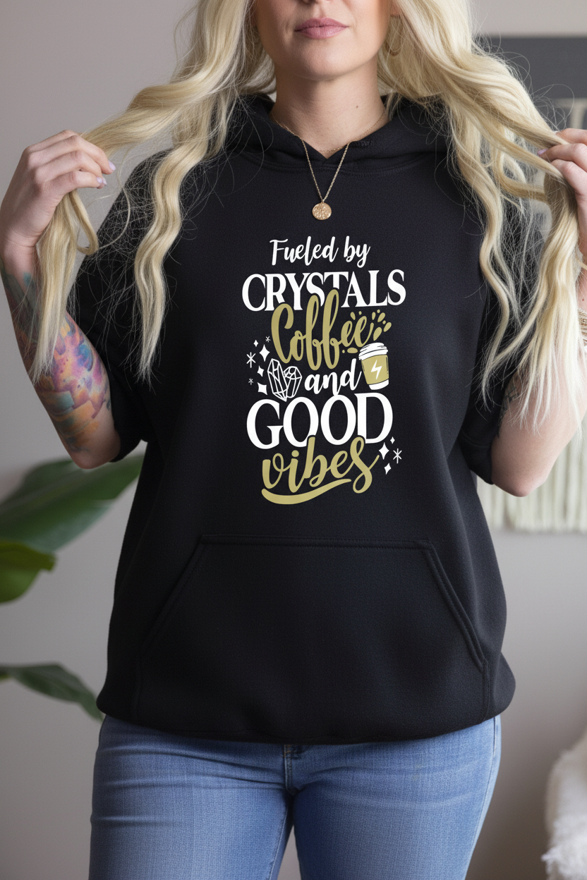 Fueled by Crystals Coffee and Good Vibes Pullover Hoodie