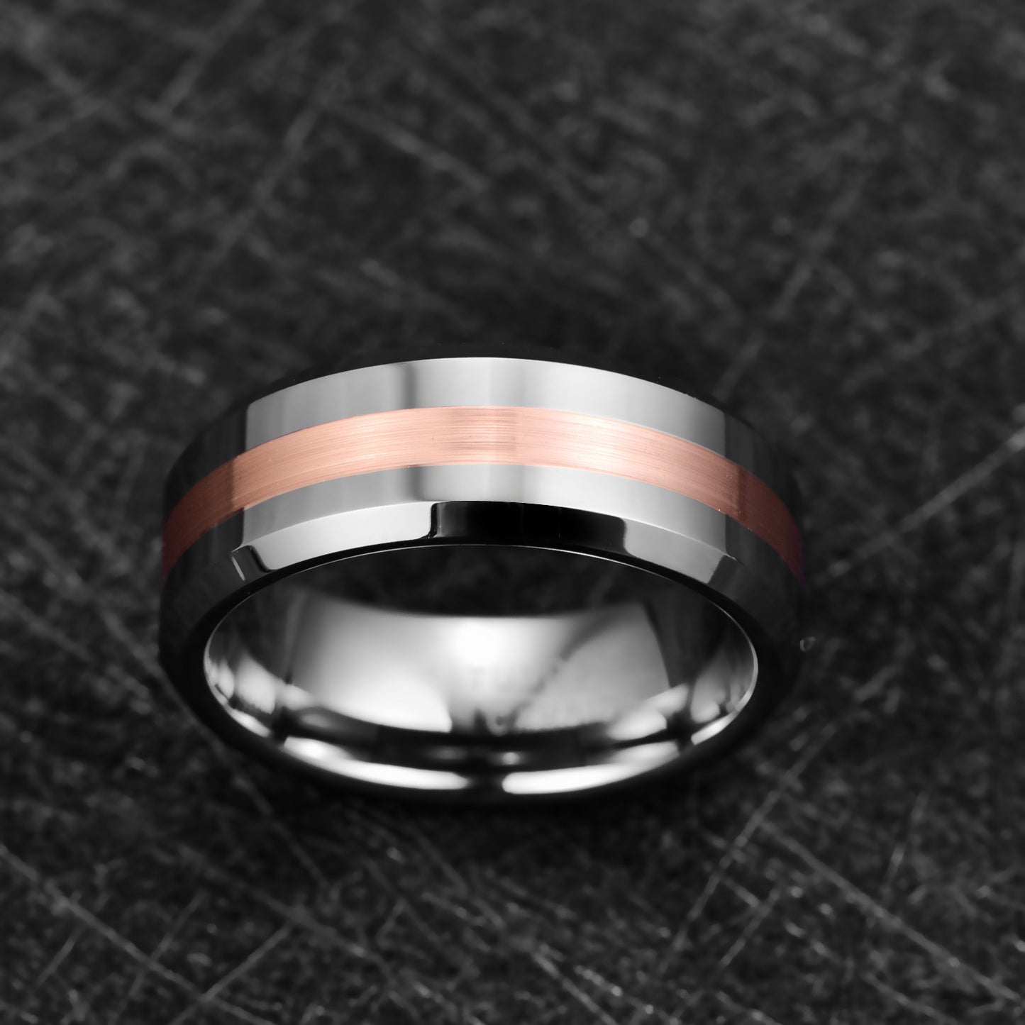 Tungsten Ring 8mm Middle Brushed Electroplating