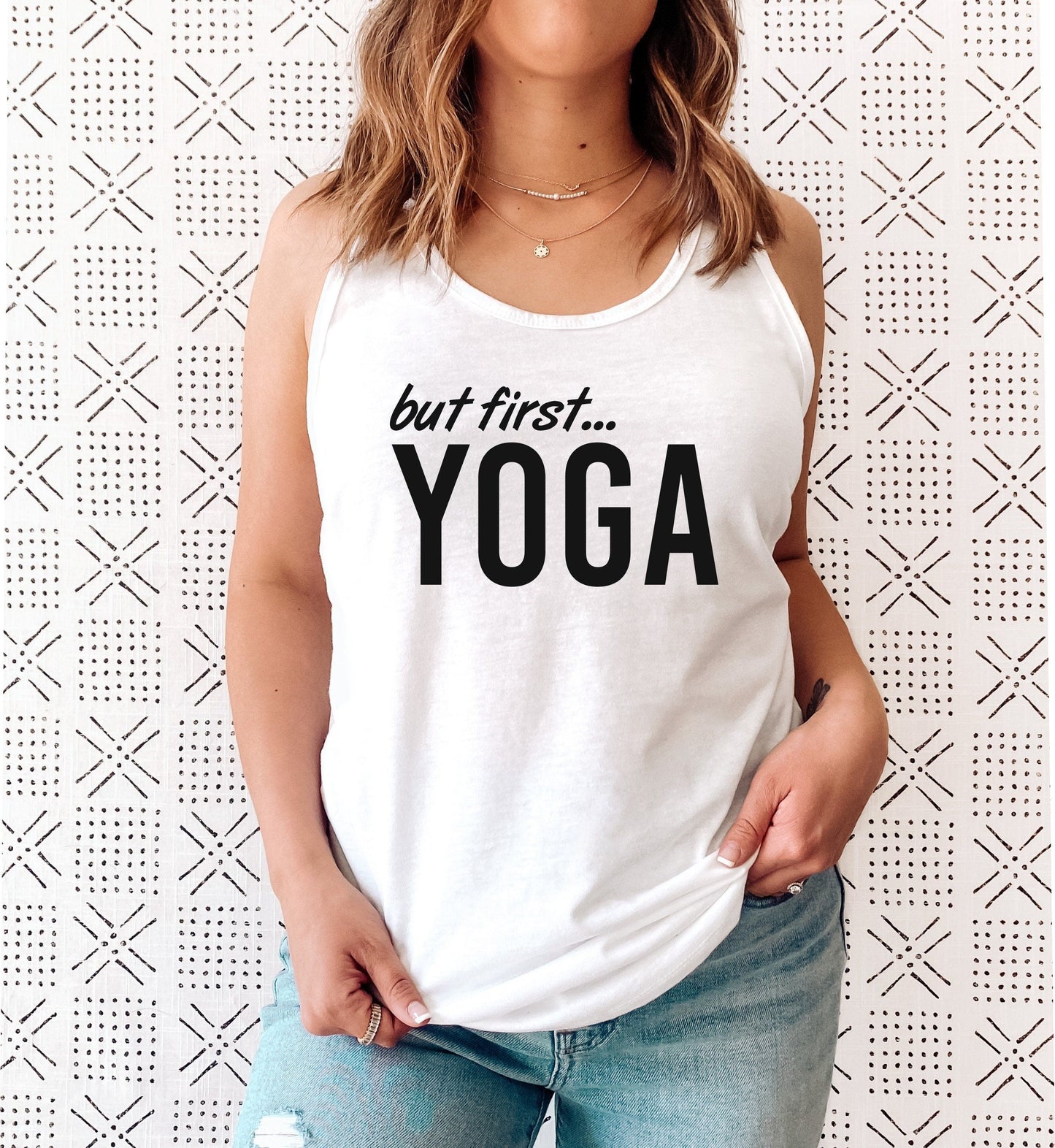 But First Yoga Racerback Tank Top