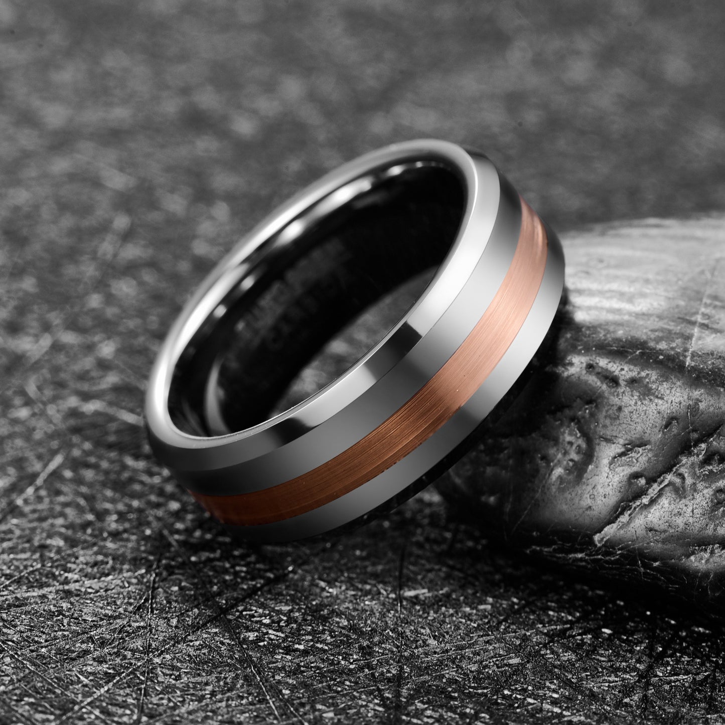 Tungsten Ring 8mm Middle Brushed Electroplating