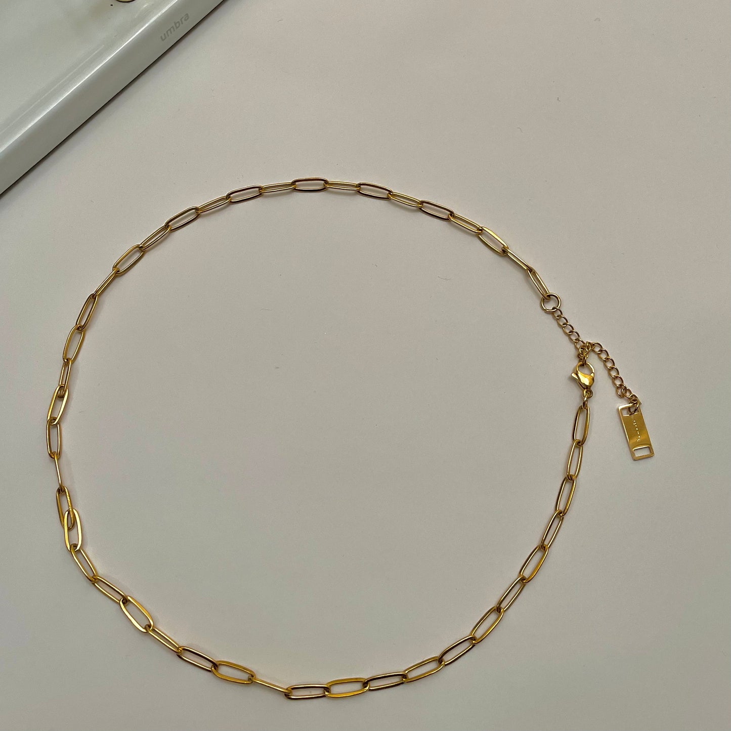 Paperclip Chain Necklace-Gold