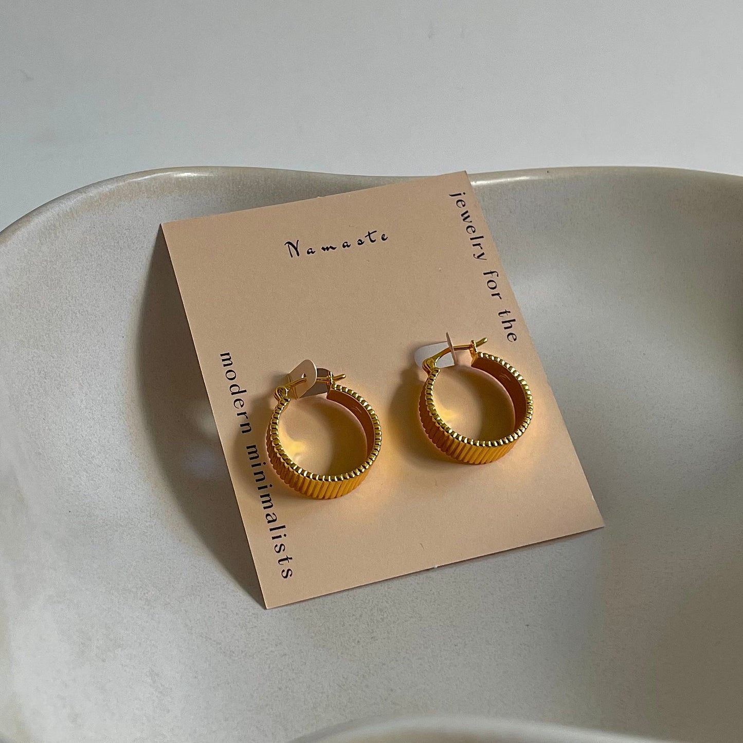 Ribbed Chunky Hoops- Gold