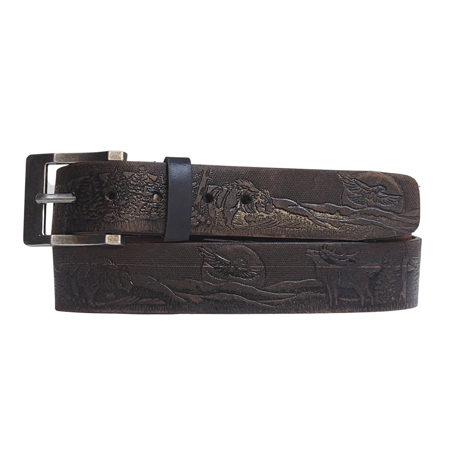 The Wildlife Belt - Black Embossed Full Grain Leather Belt Made in Canada